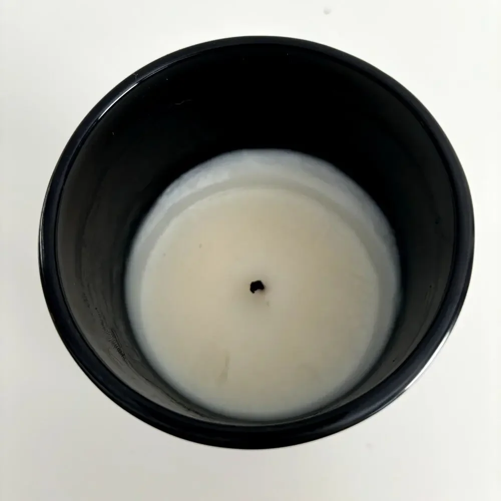 Used Voluspa Crisp Champagne Classic Candle w/ Lid Black Glass Cocowax 9.5oz